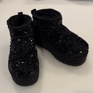 Black Sequin Women's UGG Ankle Boots